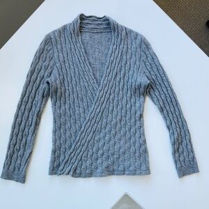 Bundle! 2 Garnet Hill 100% Cashmere Open Cardigan Sweaters XS Cable Gray & Brown